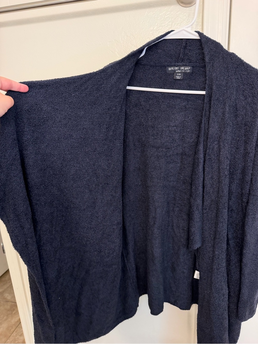Barefoot Dreams Bamboo Chic Lite Open-Front Cardigan Navy S/M Soft - Picture 6 of 7